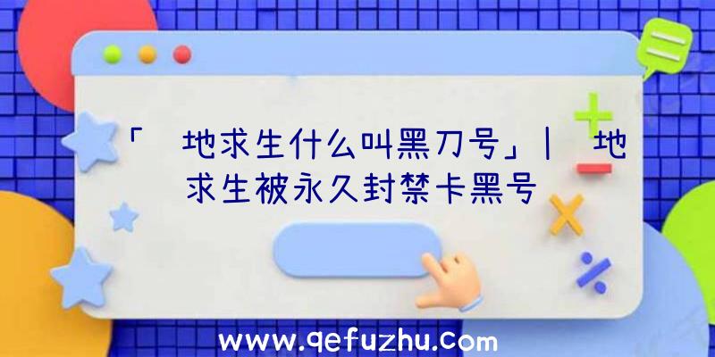 「绝地求生什么叫黑刀号」|绝地求生被永久封禁卡黑号